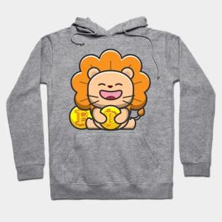 lion huging bitcoin Hoodie